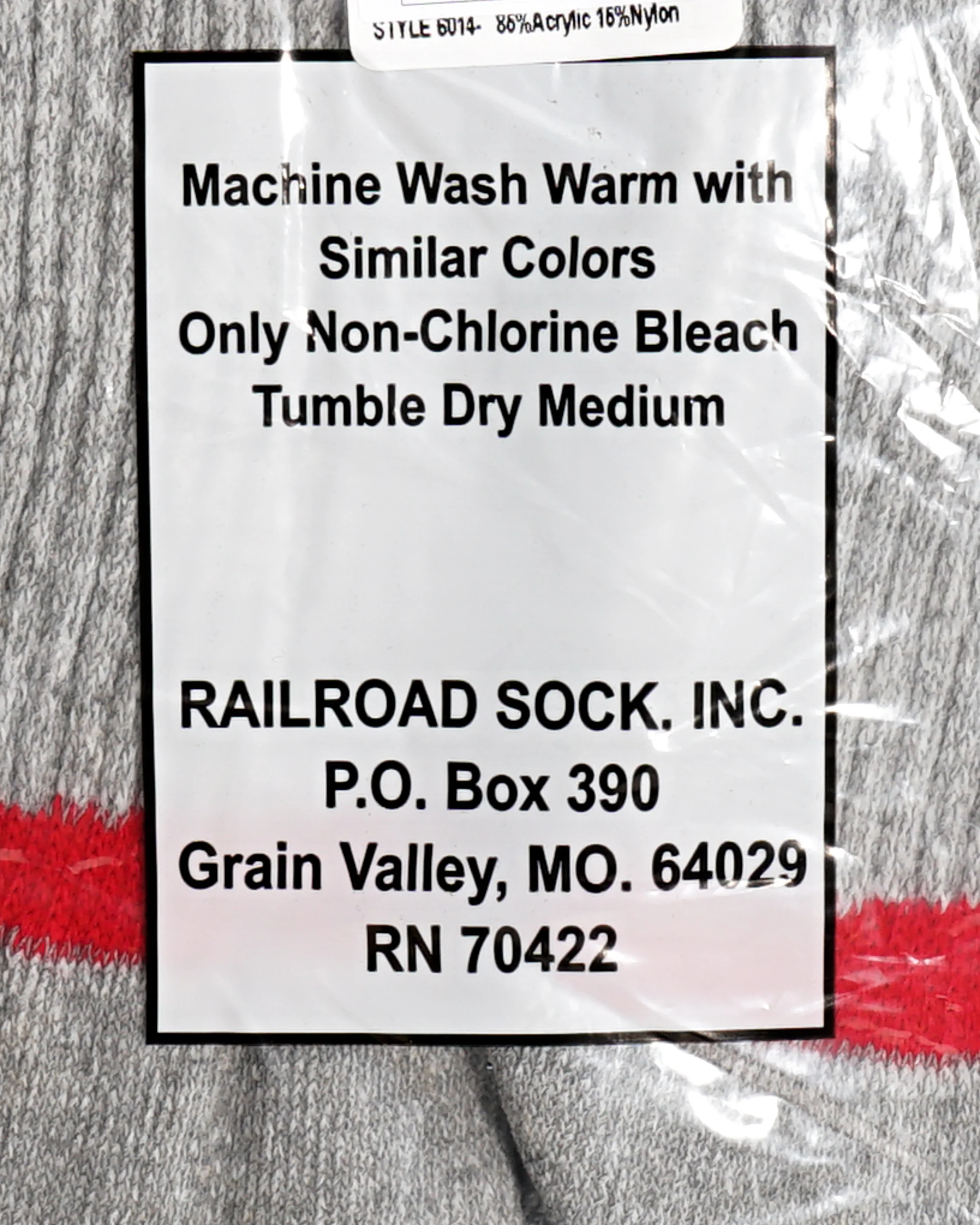 6 Pack Crew Boot Sock - Grey w/ Red Stripe - Image 3