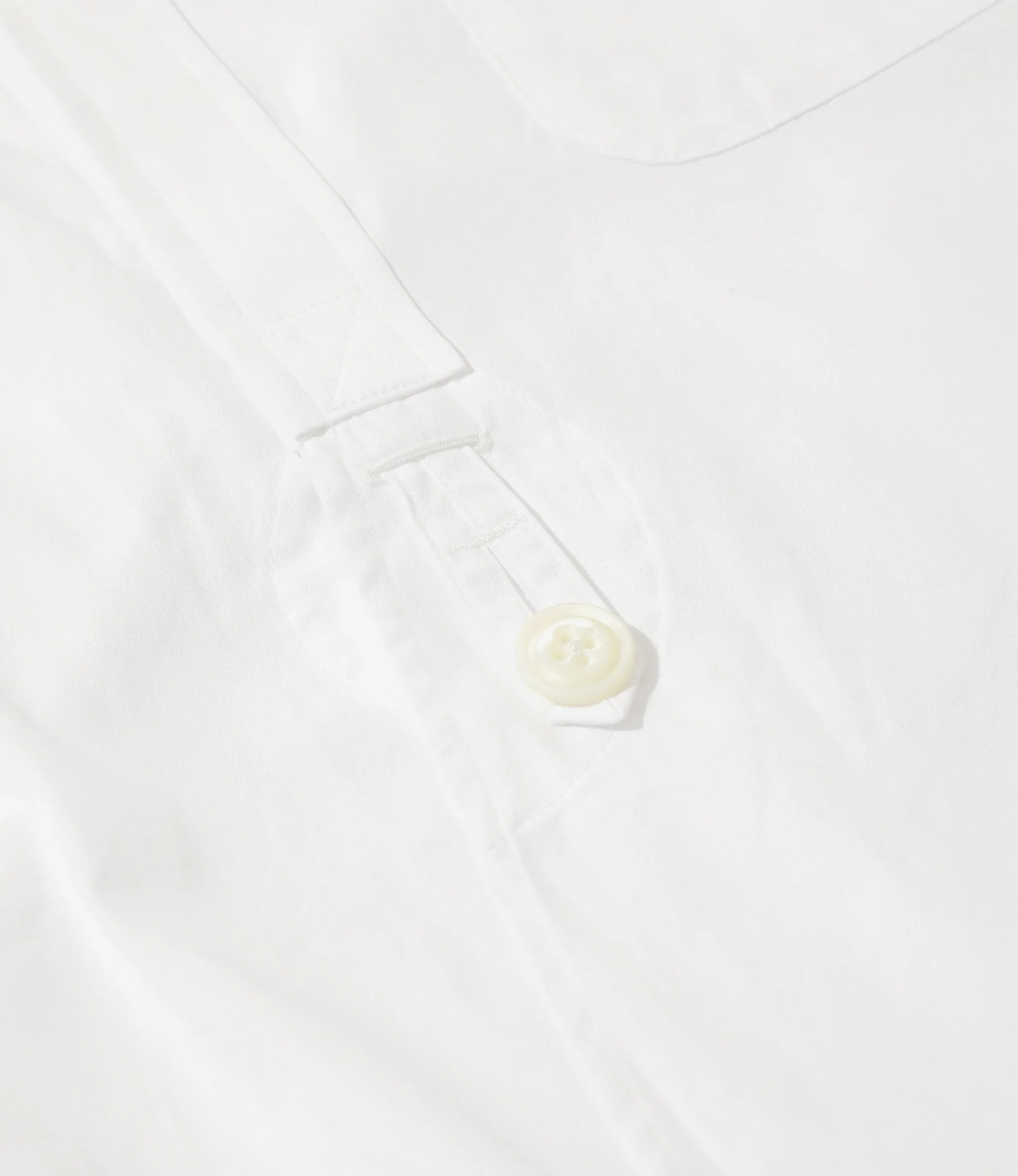 Banded Collar EDW Shirt - Off White - Cotton Broadcloth - Image 3