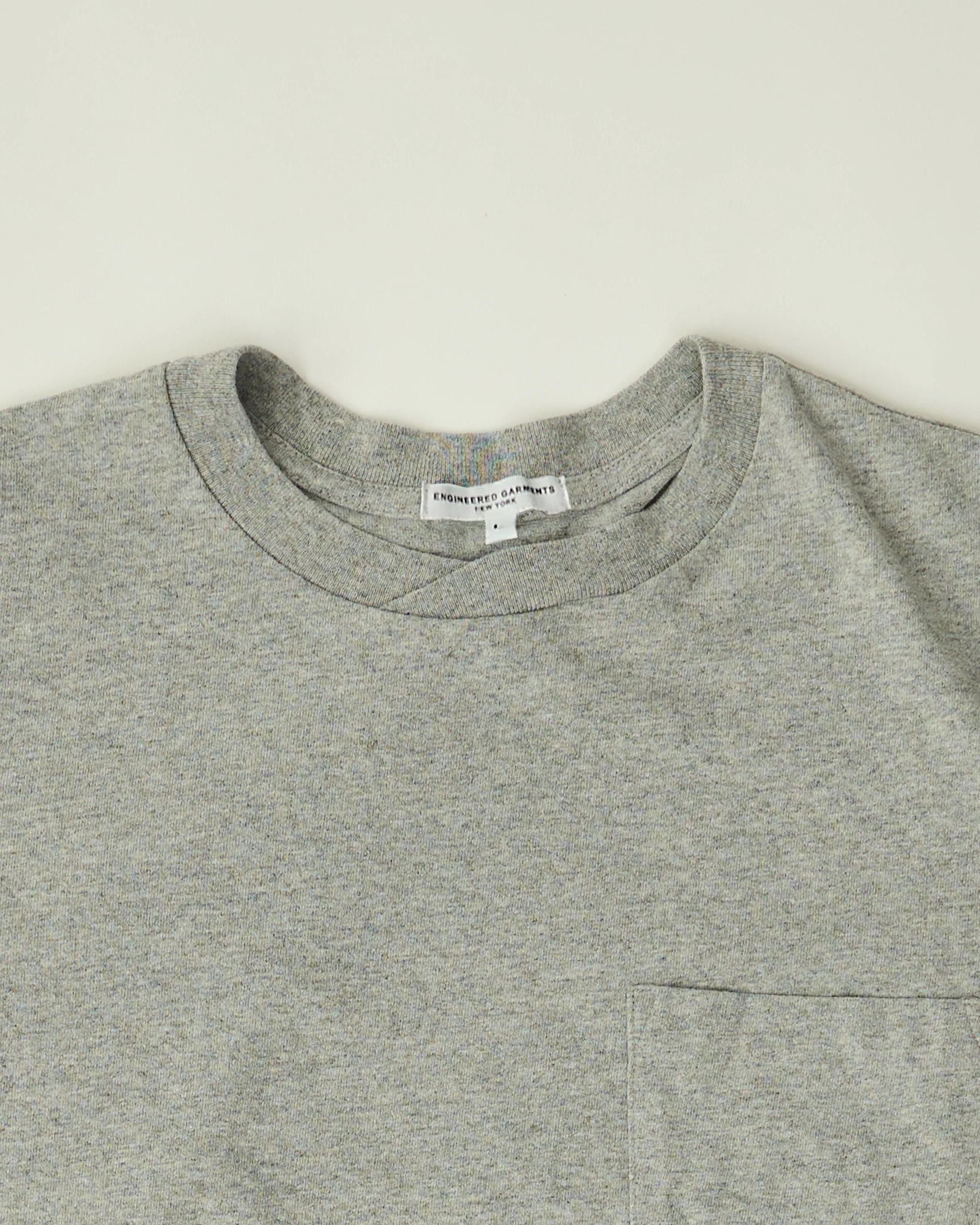 Cross Crew Neck Pocket Tee - Heather Grey - Image 3