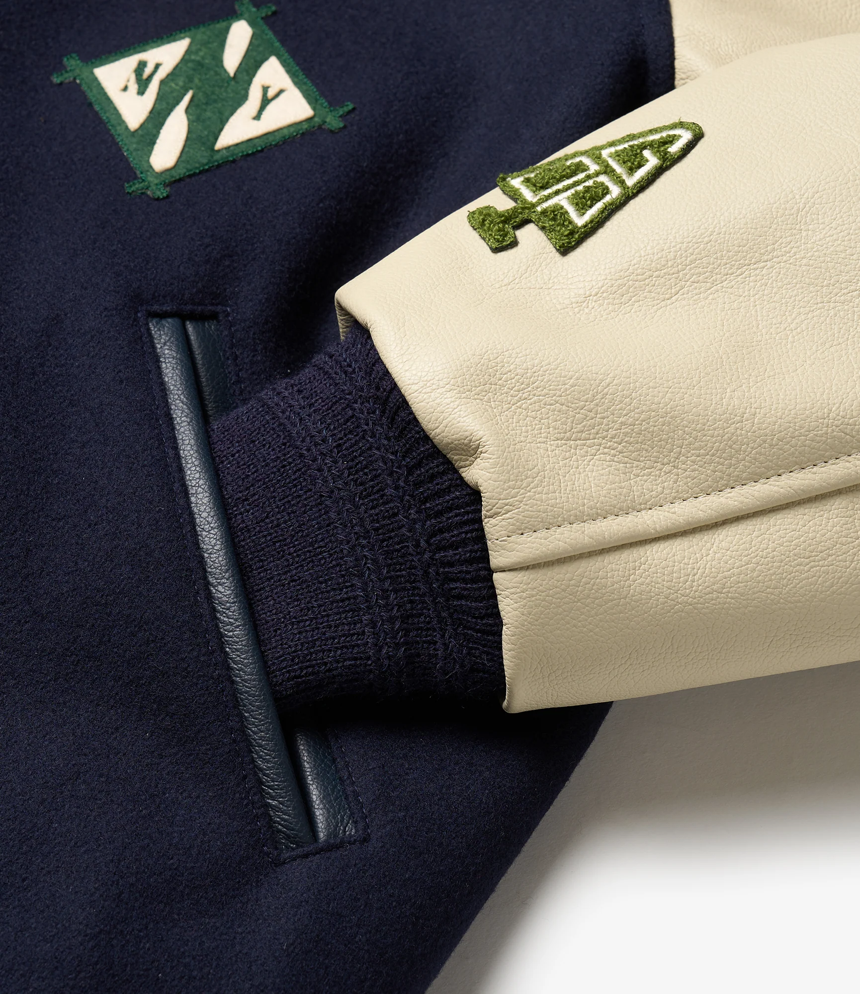 GDP x Golden Bear Varsity Jacket - Navy/Cream - Patches - Image 5