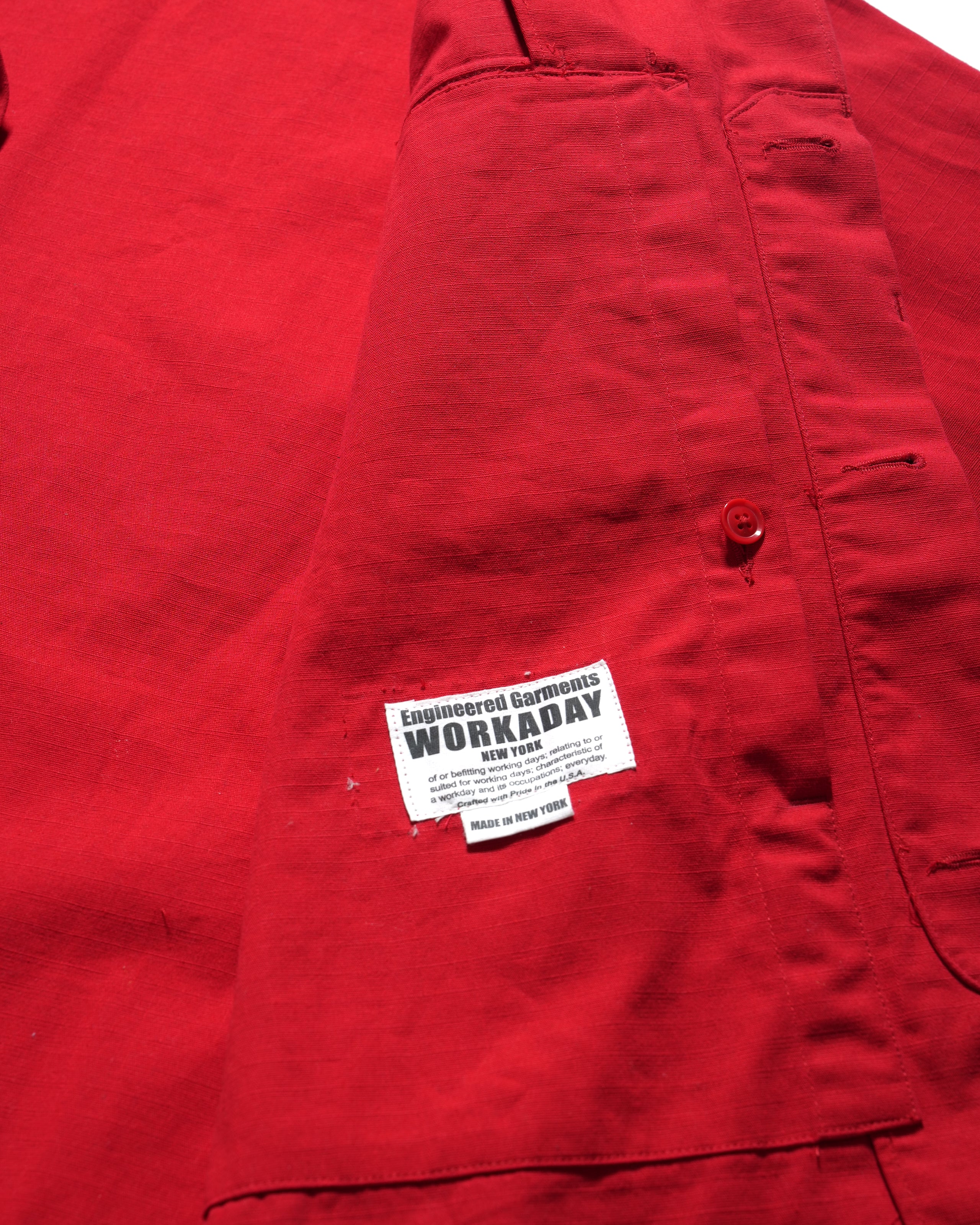 MC Shirt Jacket - Red Heavyweight Cotton Ripstop - Image 4