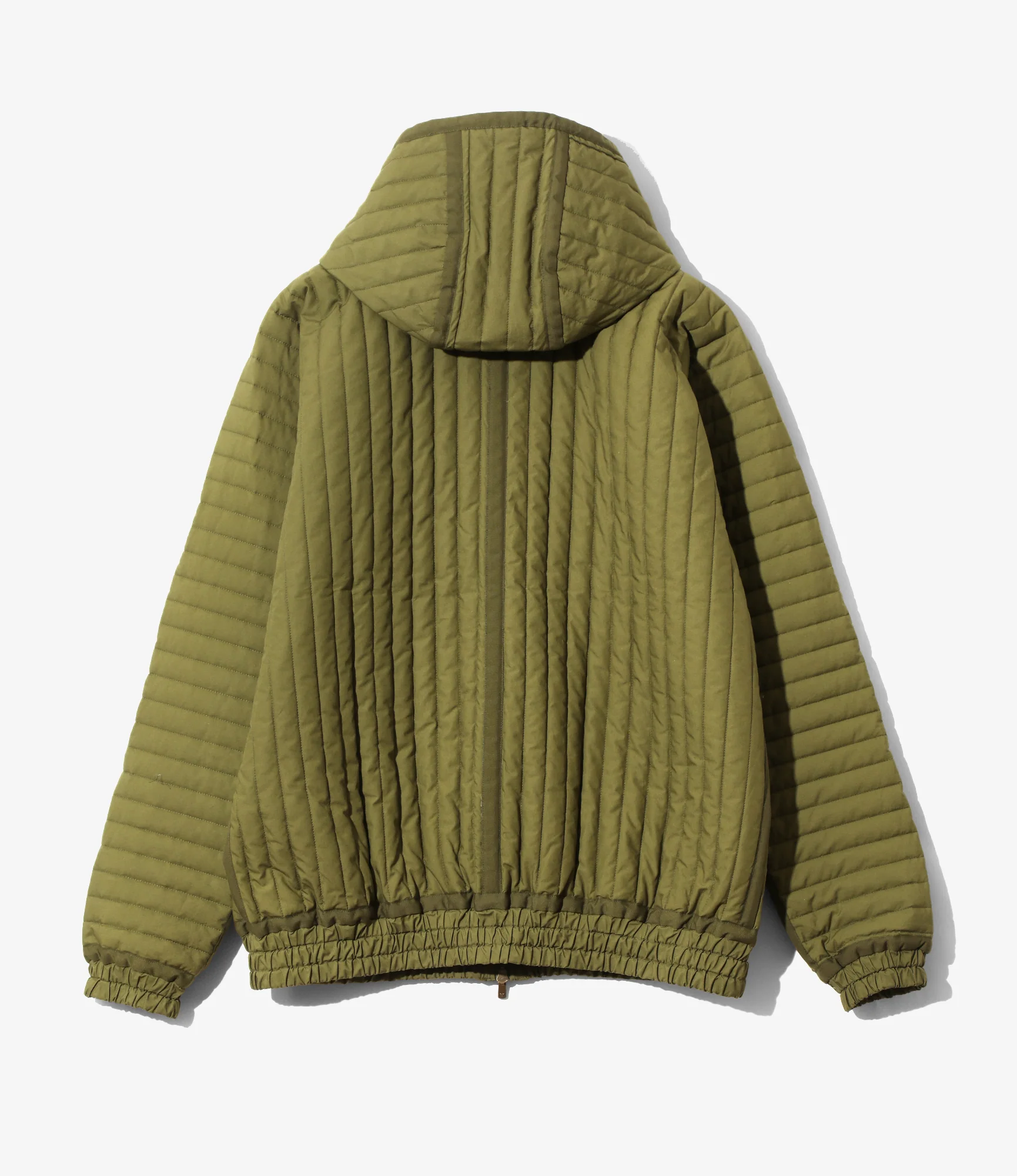 Taped Quilted Hoody - Olive - Cotton Poplin - Image 5