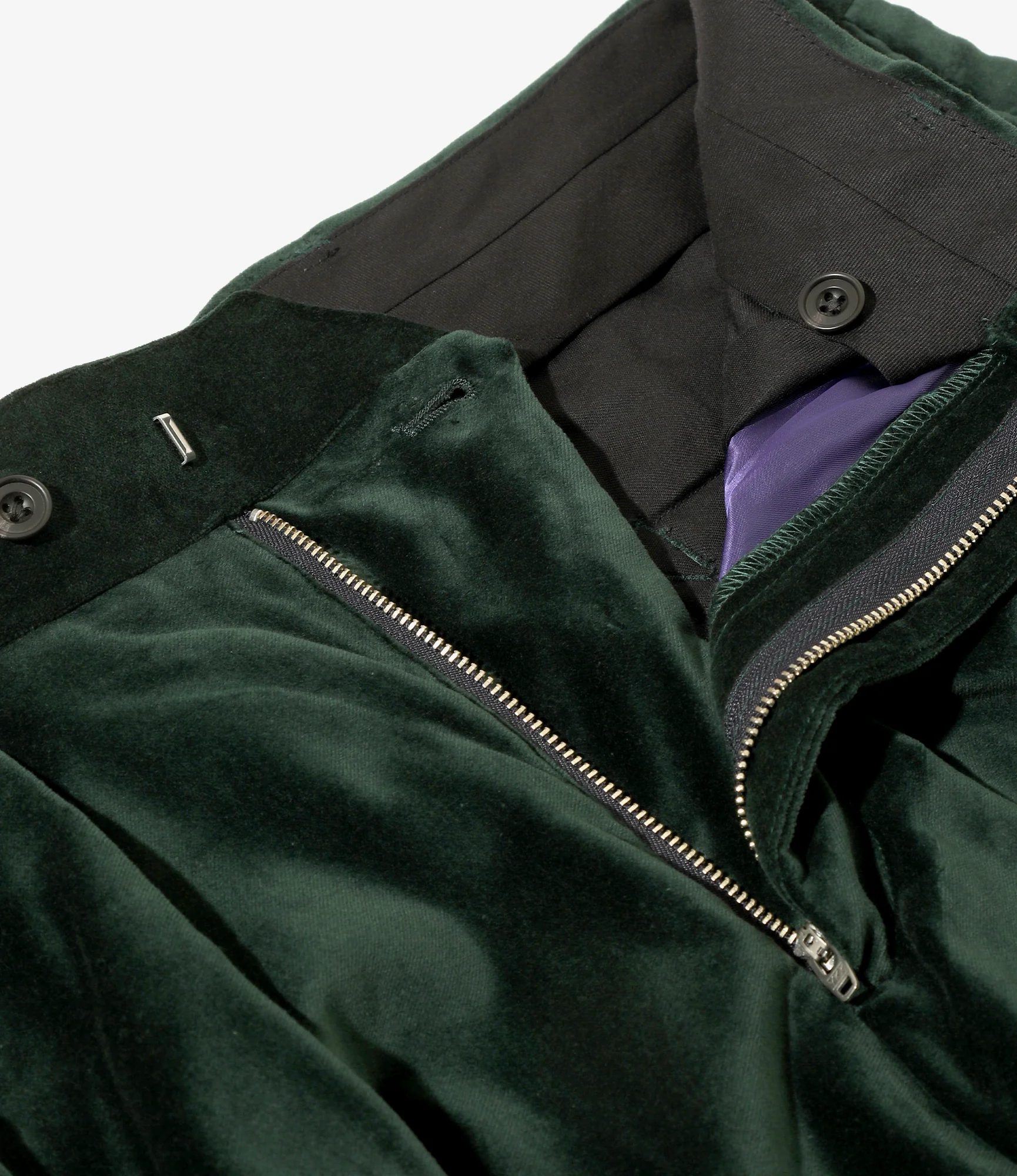 Tacked Baggy Trouser - Dk. Green - Velveteen - Image 3