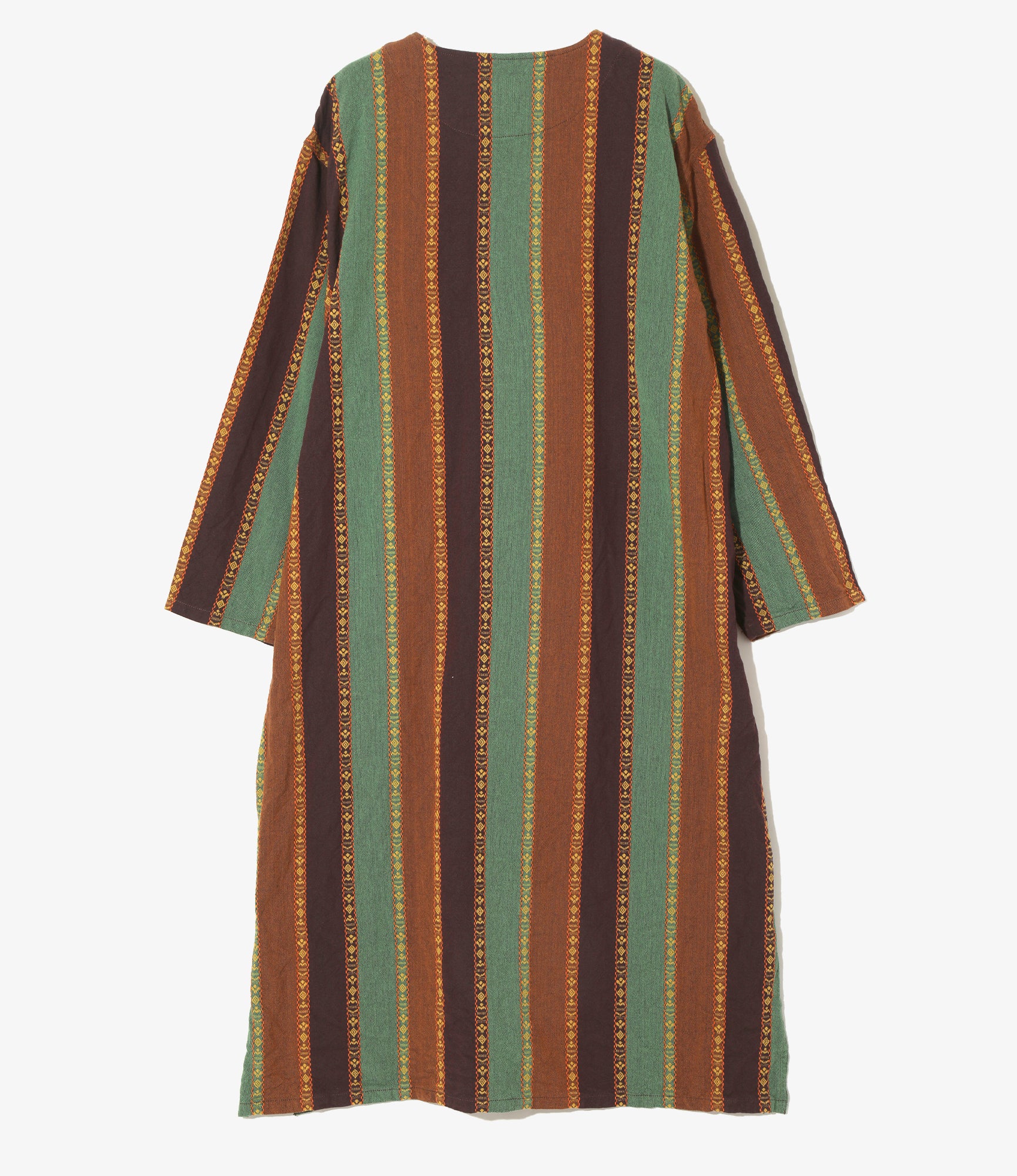 V-Neck Army Dress - Brown/Green - Dobby Stripe - Image 3