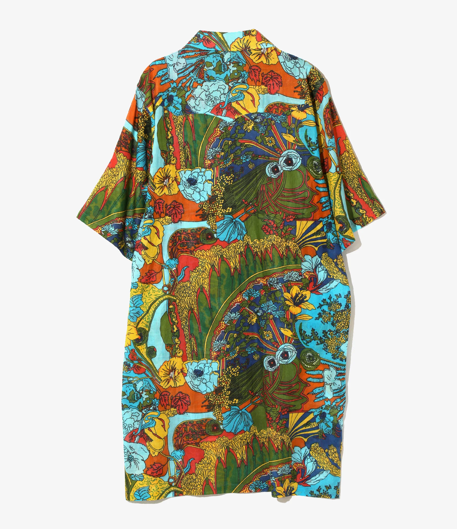 Western Shirt Dress - Lt. Blue - Printed Cotton Lawn / Floral - Image 3