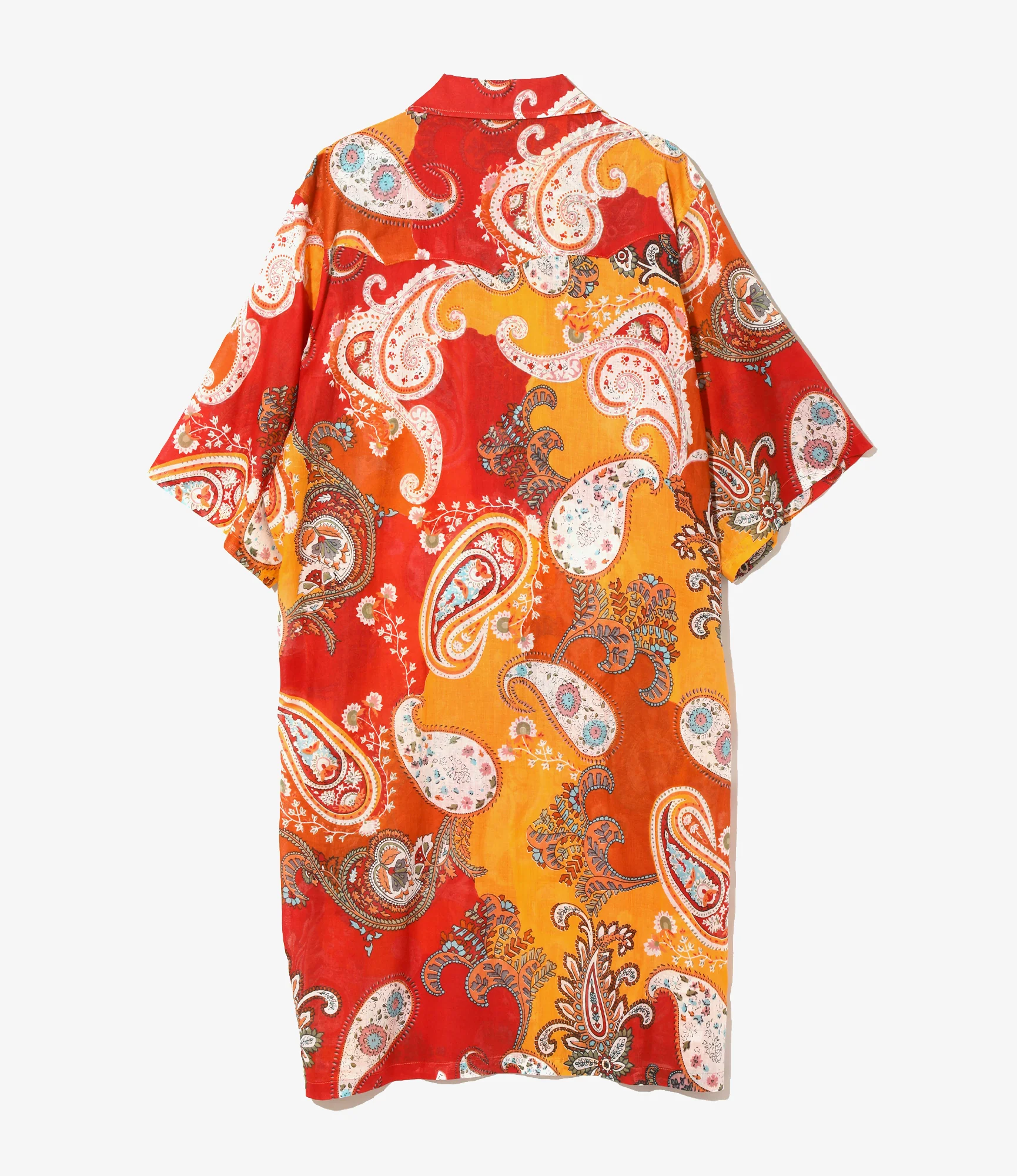 Western Shirt Dress - Red - Printed Cotton Lawn / Floral - Image 3